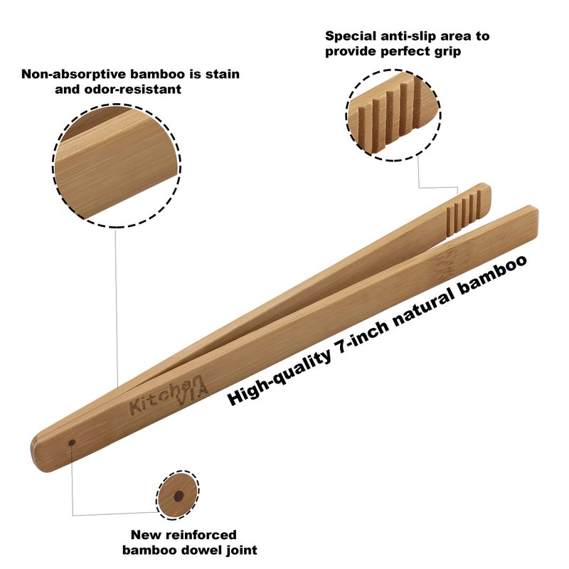 KitchenVIA Toaster Buddy Carbonized Bamboo Tongs: Your Versatile Kitchen Companion by KitchenVIA - Image 3